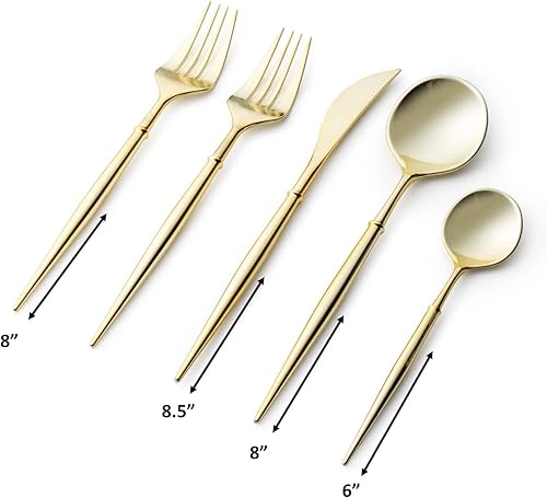 Miniatura 8 de 40 cubiertos elegantes de perlas de plástico de alta calidad para fiestas, 16 tenedores, 8 cuchillos, 8 cucharas, 8 cucharaditas, perfectos para