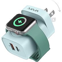 VRURC for Apple Watch Charger, Wireless Magnetic Portable iWatch Charger, PD 20W 3-in-1 Travel Essentials Fast Charging Block for iWatch Ultra/SE/11/10/9/8/7/6/5,iPhone 17/16/15/14/13 etc-Green
