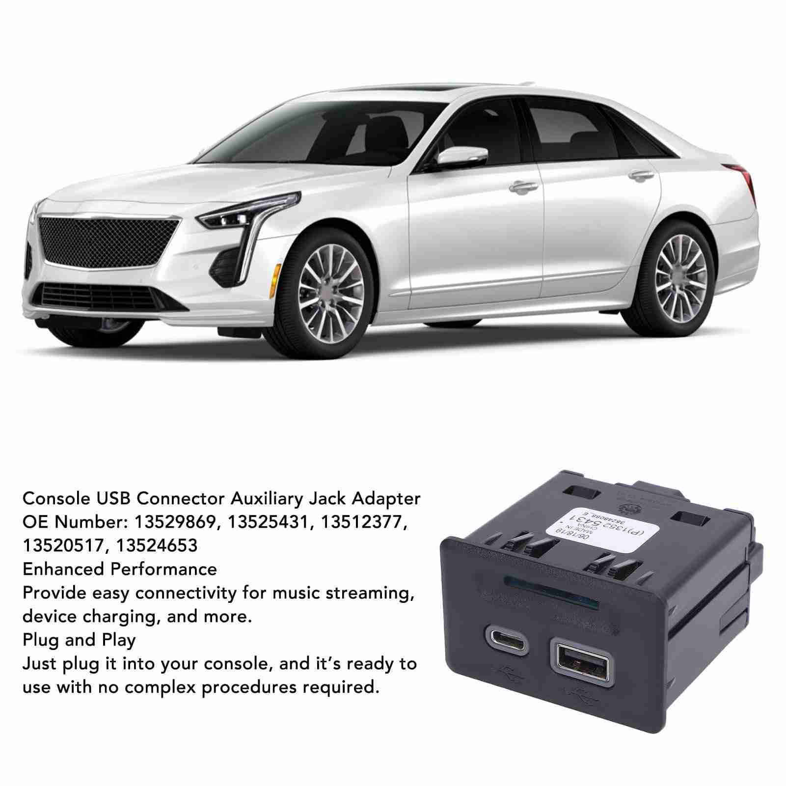 Conector USB de Consola Adaptador de Conector Auxiliar Plug and Play Compatible con CT6 XT4 XT6 XTS
