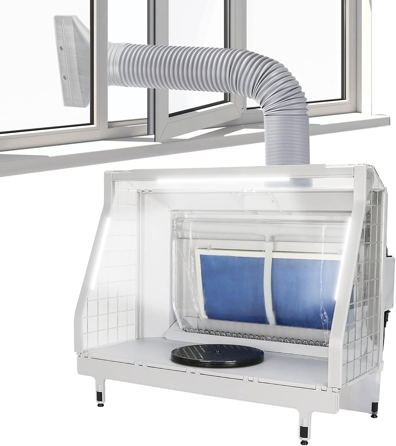 Anesty Water Curtain Airbrush Spray Booth with 3 Fans, Waterfall Paint Booth with Dual