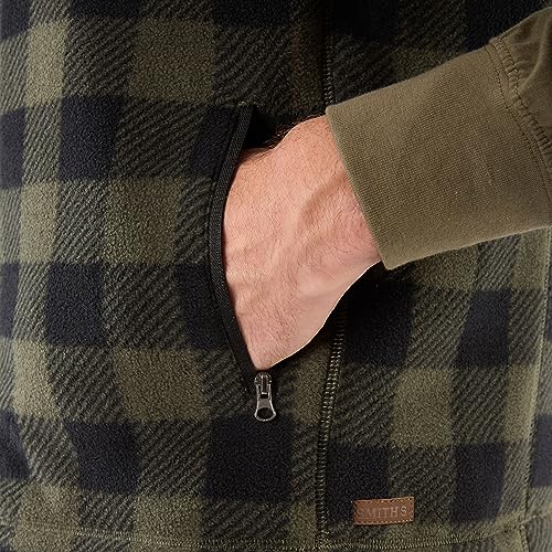 Image of Smith's Workwear Men's Smith's Workwear Sherpa-lined Plaid Micro Polarfleece Vest With Zip Pockets