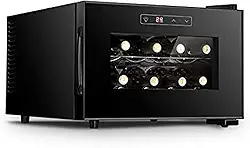Refrigerador Pequeno Para Armário De Vinho, Refrigerador De Adega De Bancada Autônomo Preto, Refrigerador Para 8 Garrafas Com Trava, Controle Digital De Temperatura Com Porta De Vidro,Horizontal,P