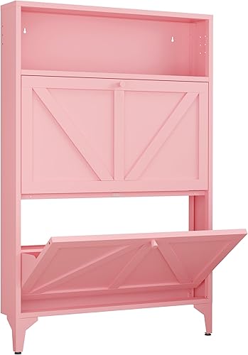 Miniatura 8 de Zapatero con 2 cajones abatibles, organizador de zapatos de granja, gabinete estrecho para zapatos, armario de almacenamiento independiente con