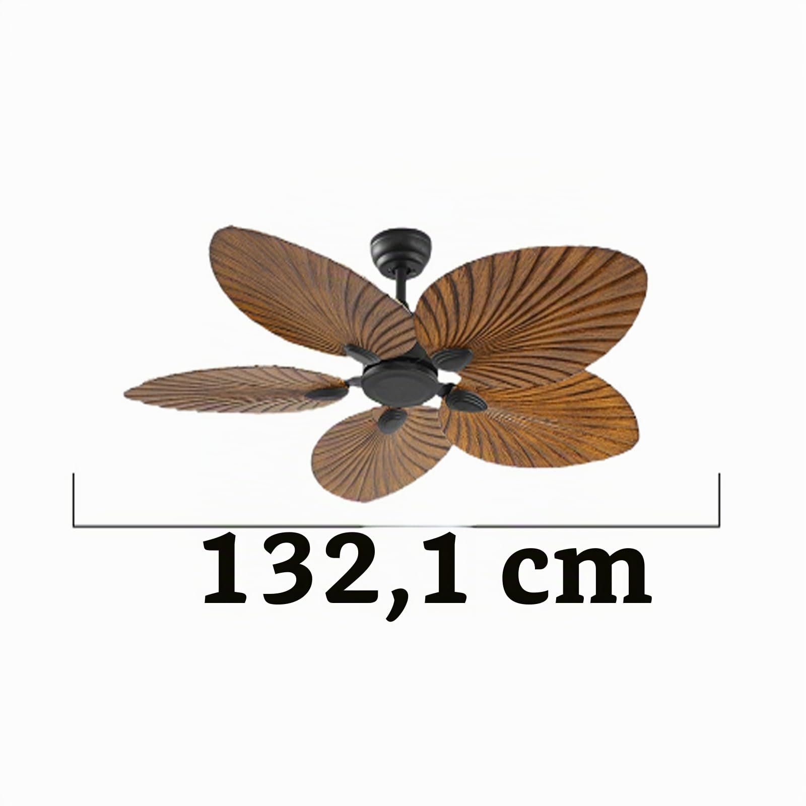 Ventiladores Tropicales Hoja De Palma, Ventilador Techo Exterior Tropical 52 Pulgadas Sin Luz, 5 Cuchillas Motor Tranquilo Reversible, Grano Madera para El Porche Patios 52''