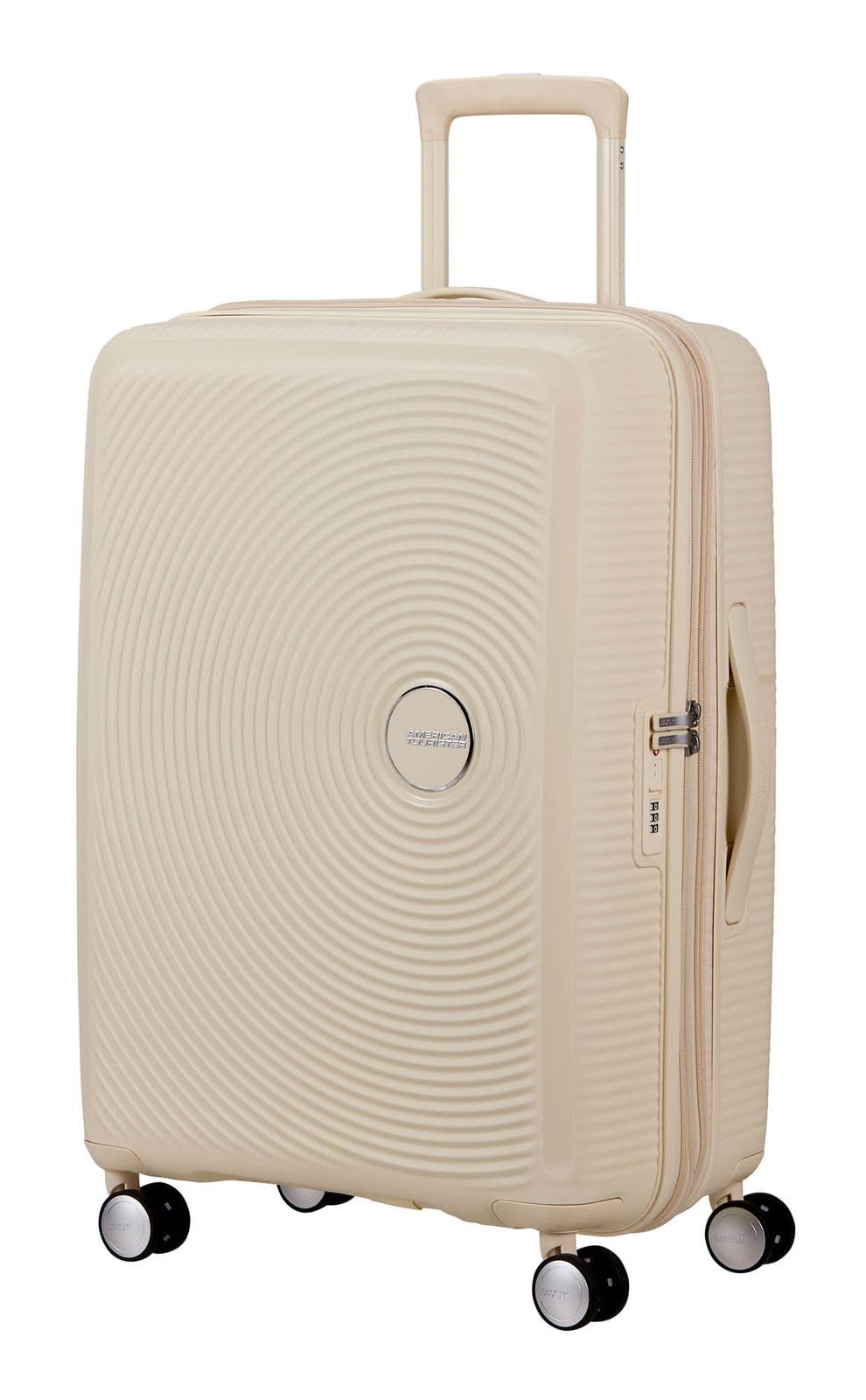 American Tourister carrello Soundbox Spinner 67/24 TSA EXP Trolley Coconut Sand avorio