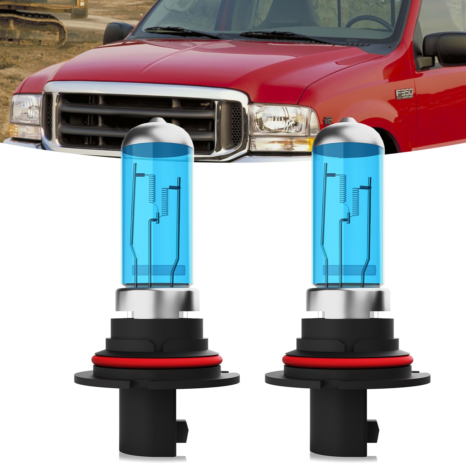 Halogen Headlights Fit For Ford F350 F450 F550 Super Duty 1999-2004 Headlight Bulbs,9007/HB5 High/Low Beams Bright Light Combo,Plug &amp; Play,Pack of 2 (Ford F350 F450 F550 Super Duty 1999-2004)