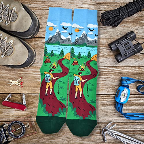 Funny Socks Gift for Men, I'd Rather Be Hiking Golfing Fishing Camping Skiing Gaming Novelty Socks2