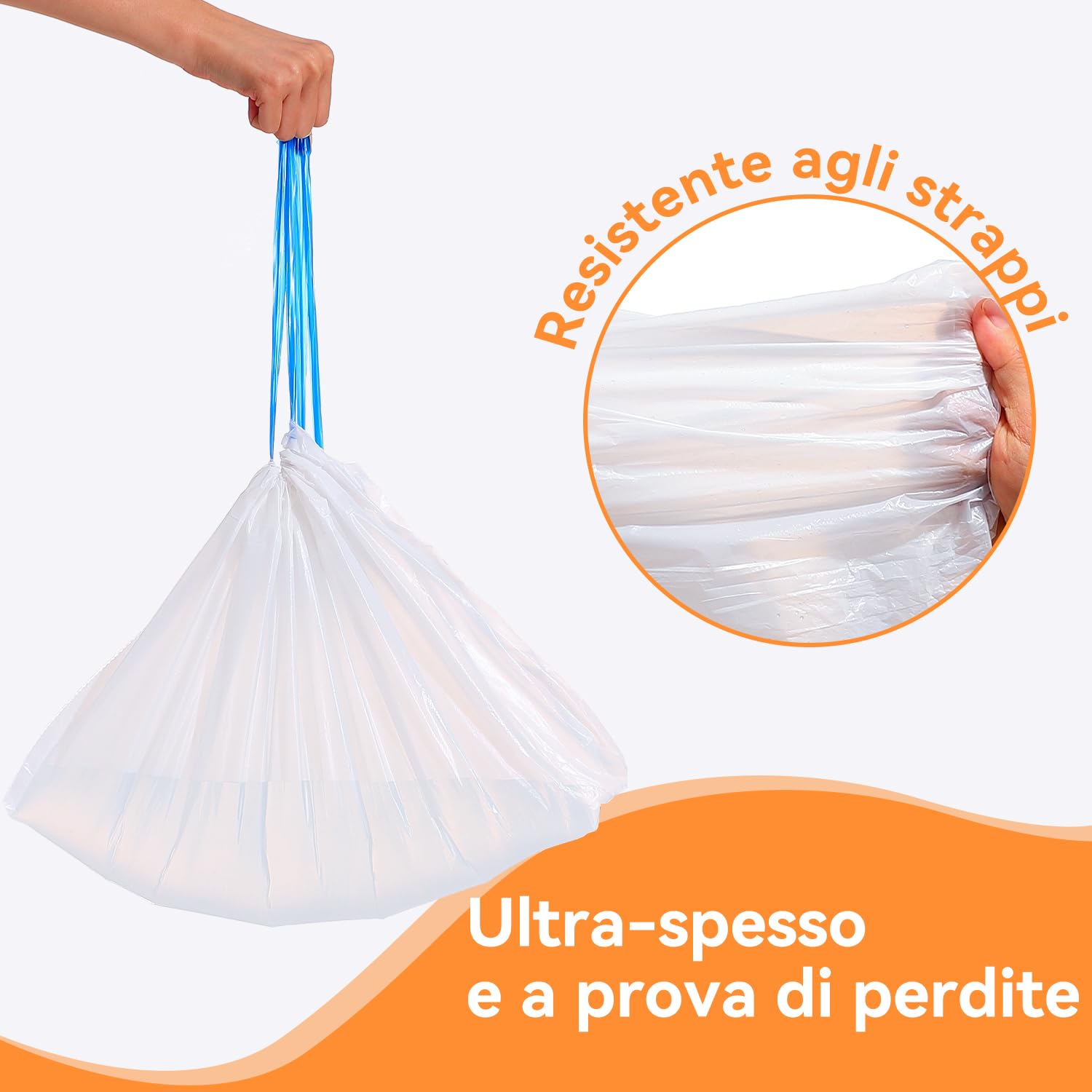 Sacchetti per Escrementi per Gatti 3 Rotoli*20, Sacchi per Lettiera Autopulente per Gatti FEELNEEDY, Ultra Resistenti, Spessi con Chiusura a Cordino