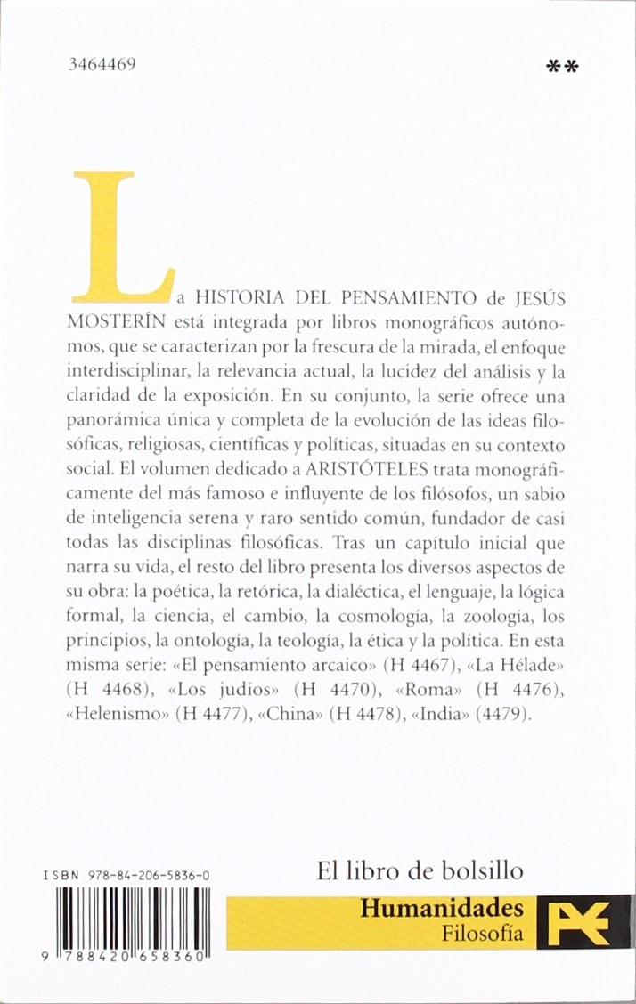 Aristóteles: Historia del pensamiento: Historia del pensamiento/ History of Thought (El Libro De Bolsillo - Filosofía)