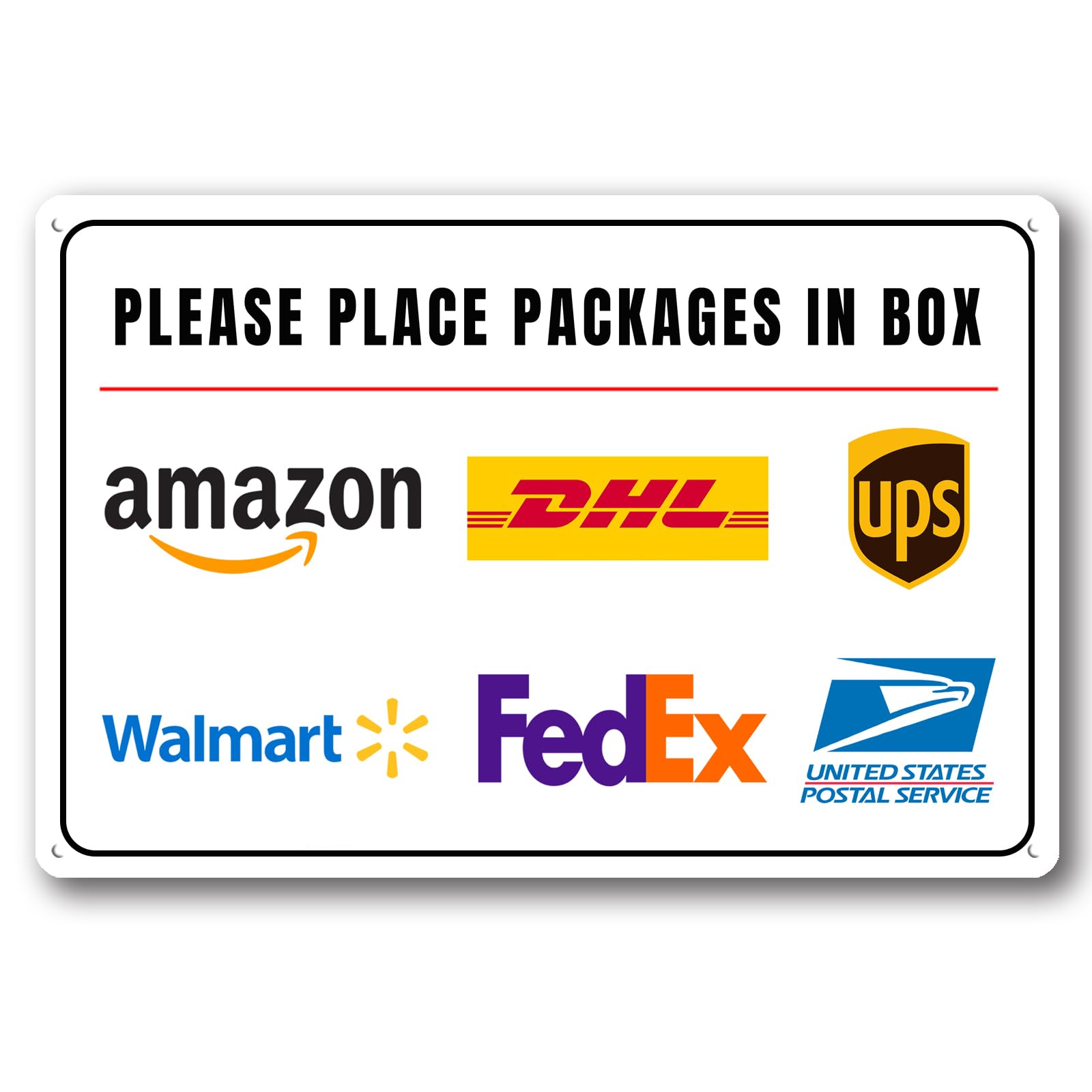 Please Place Packages In Box - Delivery Sign for Outdoor Aluminum (In Box, 8x12 Inch)