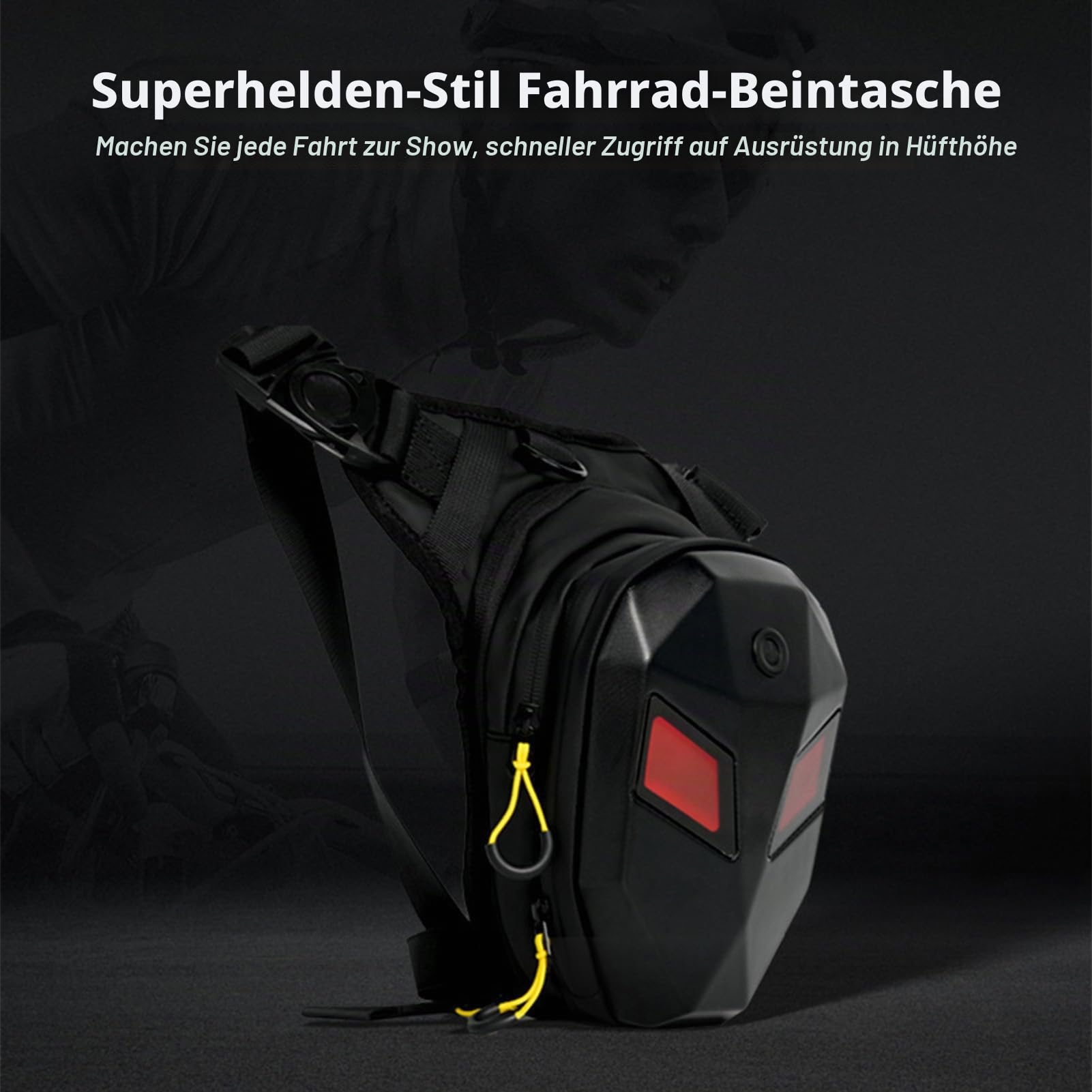Lixada Beintasche Motorrad mit Augen LED, Wasserdicht Oberschenkeltasche für Herren Damen Bauchtasche Gürteltasche, Sport Beintasche für Laufen, Radfahren, Motorrad, Wandern, Arbeit
