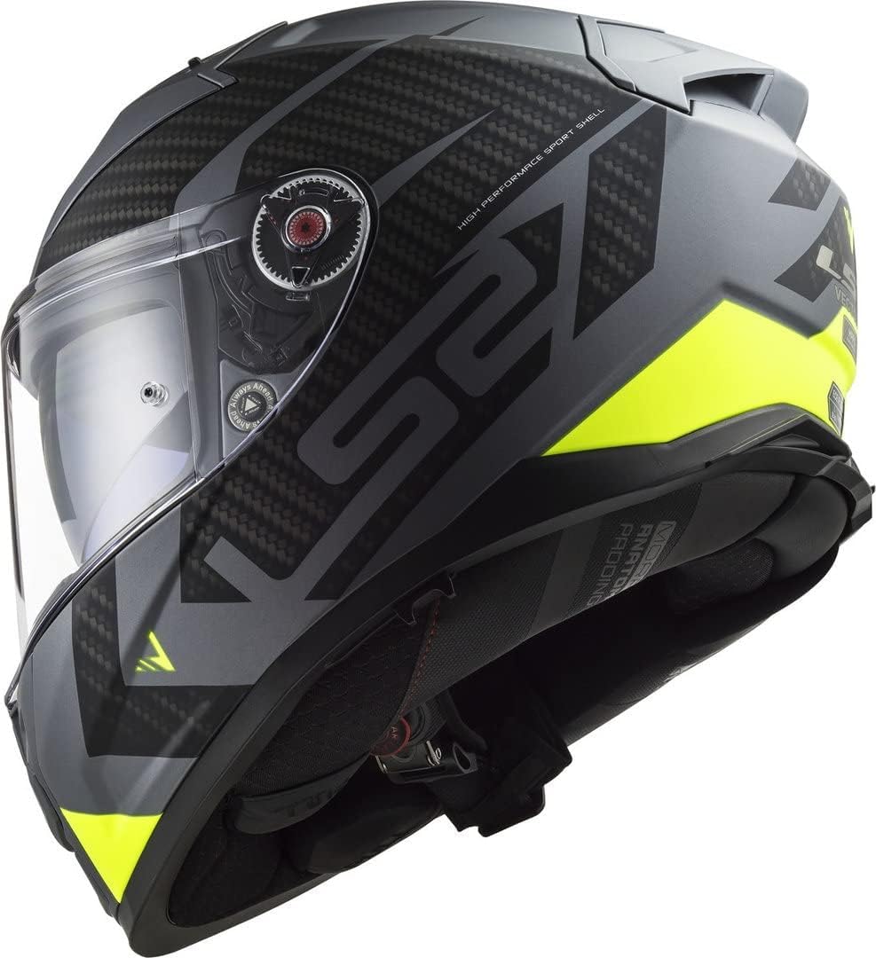 LS2, Casco Moto Integrale VECTOR II SPLITTER Matt Titanium H-V Yellow, L