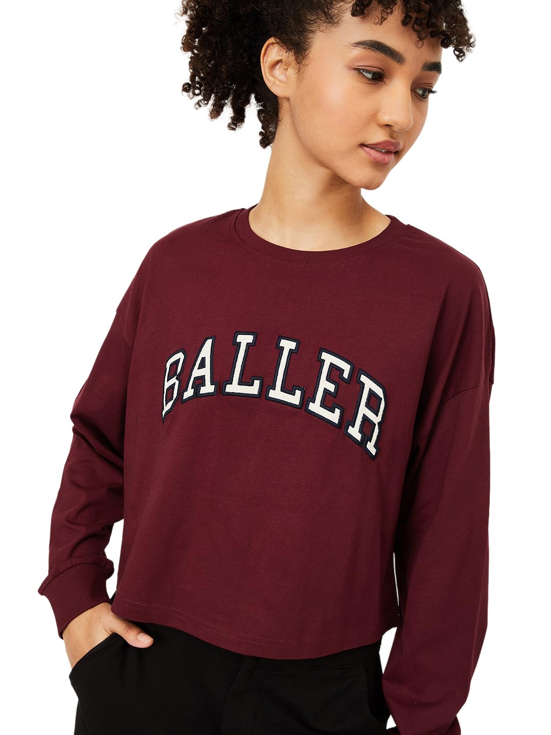 Women's Full Sleeves Round Neck Printed Boxy Fit Sports T-Shirt-image-5