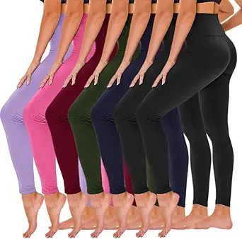 TNNZEET 7 Pack Leggings for Women - High Waisted Yoga Pants with Pockets Black Leggings Women Full Length & Capri