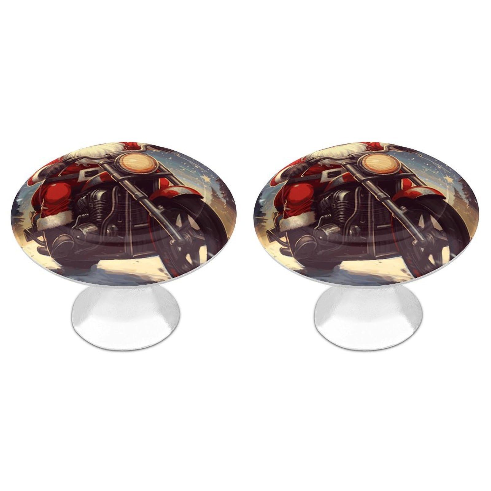 FekiLoot Santa Claus Biker Riding Cabinet Knobs Personality Stainless Steel Round Drawer Handles Circle Modern Cabinet Handles Drawer Knobs for Kitchen Dresser Bathroom Cupboard Furniture