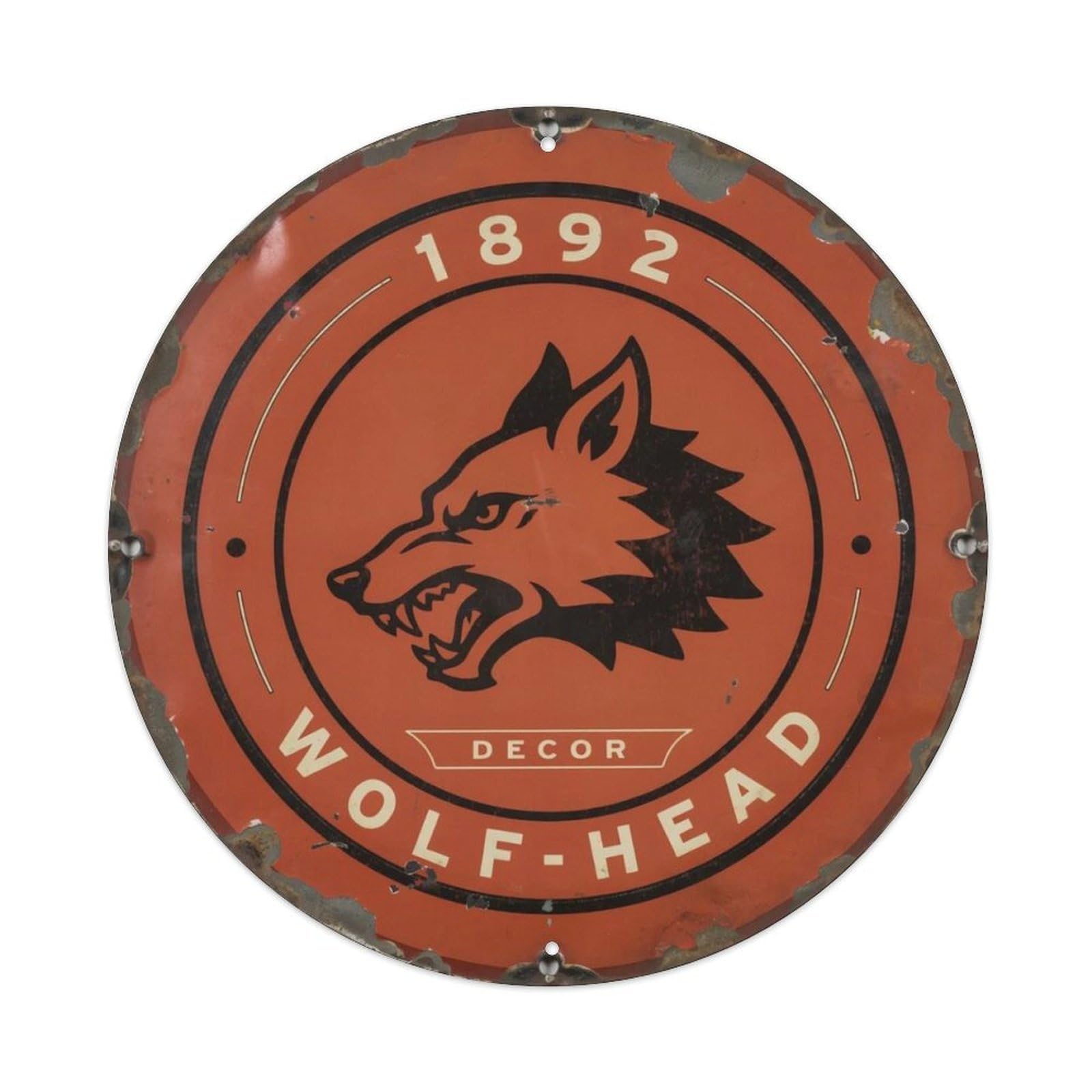 1892-Wolf-Head-Decor Metal Tin Sign Plaque