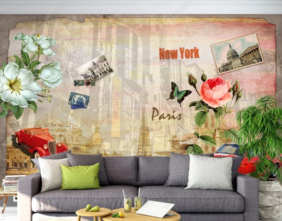 Papier peint intissé rose architecture pour salon et chambre