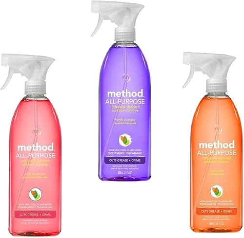 Method - Spray de limpieza natural multiusos de superficies, paquete variado de 28 onzas, pomelo, lavanda, clementina), 28 onzas líquidas (paquete