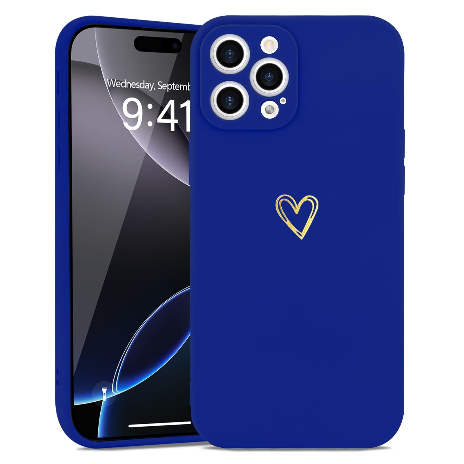 Wirvyuer Kompatibel mit iPhone Handyhülle Mädchen | Gold Süßes Liebesherz Hülle, Stoßfest Schutzhülle für Damen und Mädchen, Weich Silikon Handyhülle, Slim Cute Gold Love Case
