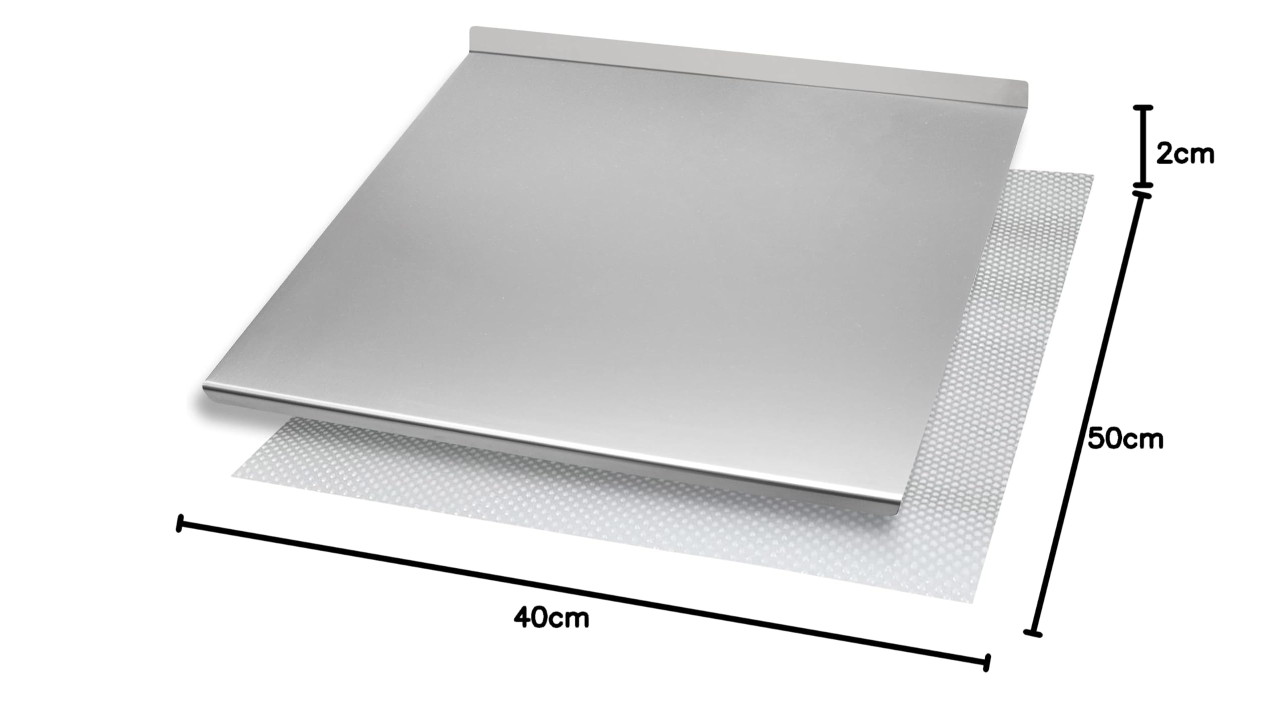 INOXLM Tabla de amasar de acero inoxidable Varios tamaños para la cocina para el bar para el restaurante para amasar (40X56 Doble 2 cm Altura 4 cm)