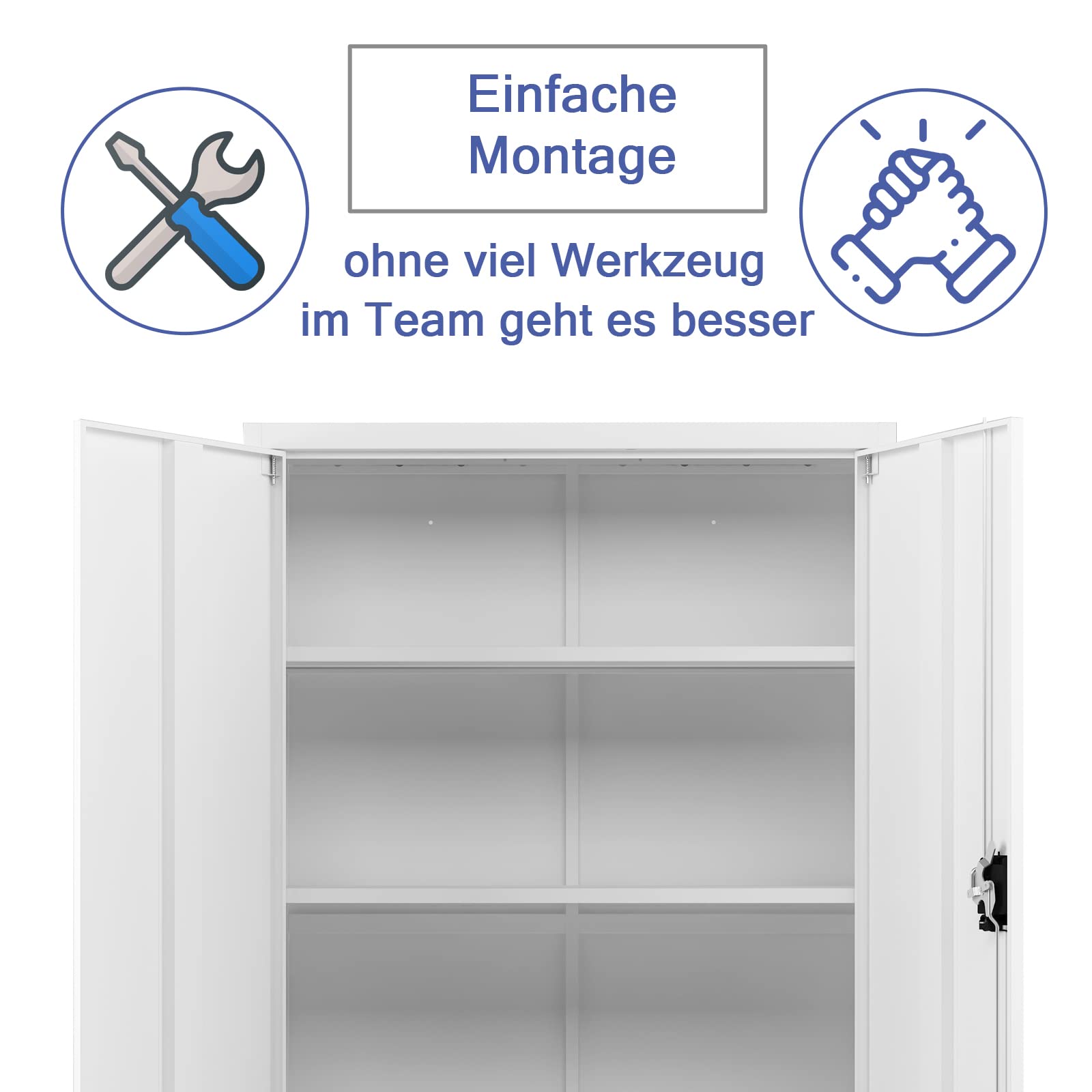 Midori Aktenschrank Metall abschließbar | 140 x 90 x 40 cm | Stahlschrank mit Zylinderschloss, 3 verstellbare Einlegeböden | Büroschrank mit Flügeltüren, pulverbeschichtet | Grau