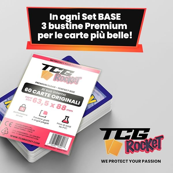 Set BASE - 60 Carte Pok Originali Italiane - Senza Doppioni - Include almeno 3 carte luccicanti (Rare/Olo/Reverse) protette da Bustine Protettive - 5