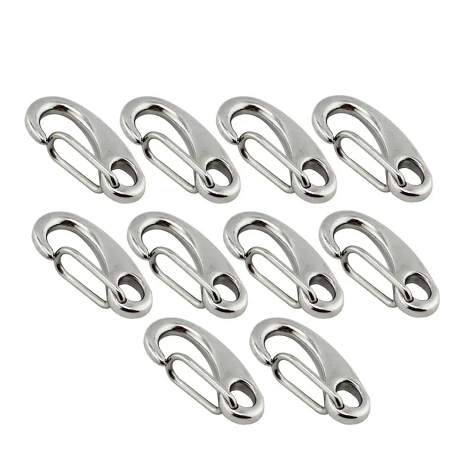 Clip Mosquetón con Forma Huevo 10 ganchos a presión con forma de huevo de acero inoxidable 316, multifuncionales, for senderismo, acampada, cinturón, mosquetón, gancho de liberación rápida(100mm(10pcs