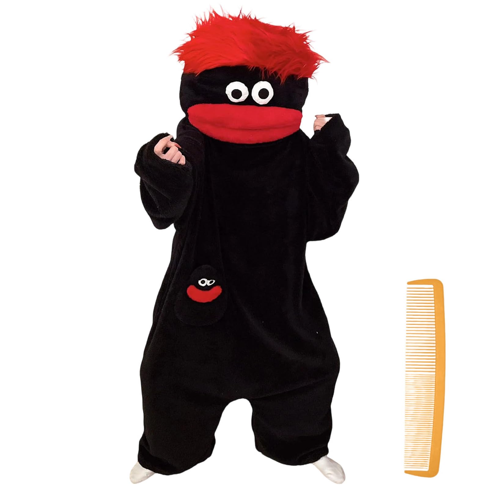 Silly Onesie Boys Girls Jumpsuit Unisex Ultra Soft Plush Hooded Onesie Overall Green Funny Monster Hooded Jumpsuits Silly Big Mouth Jumpsuit for Movie Nights, Family Fun & Cozy Relaxing