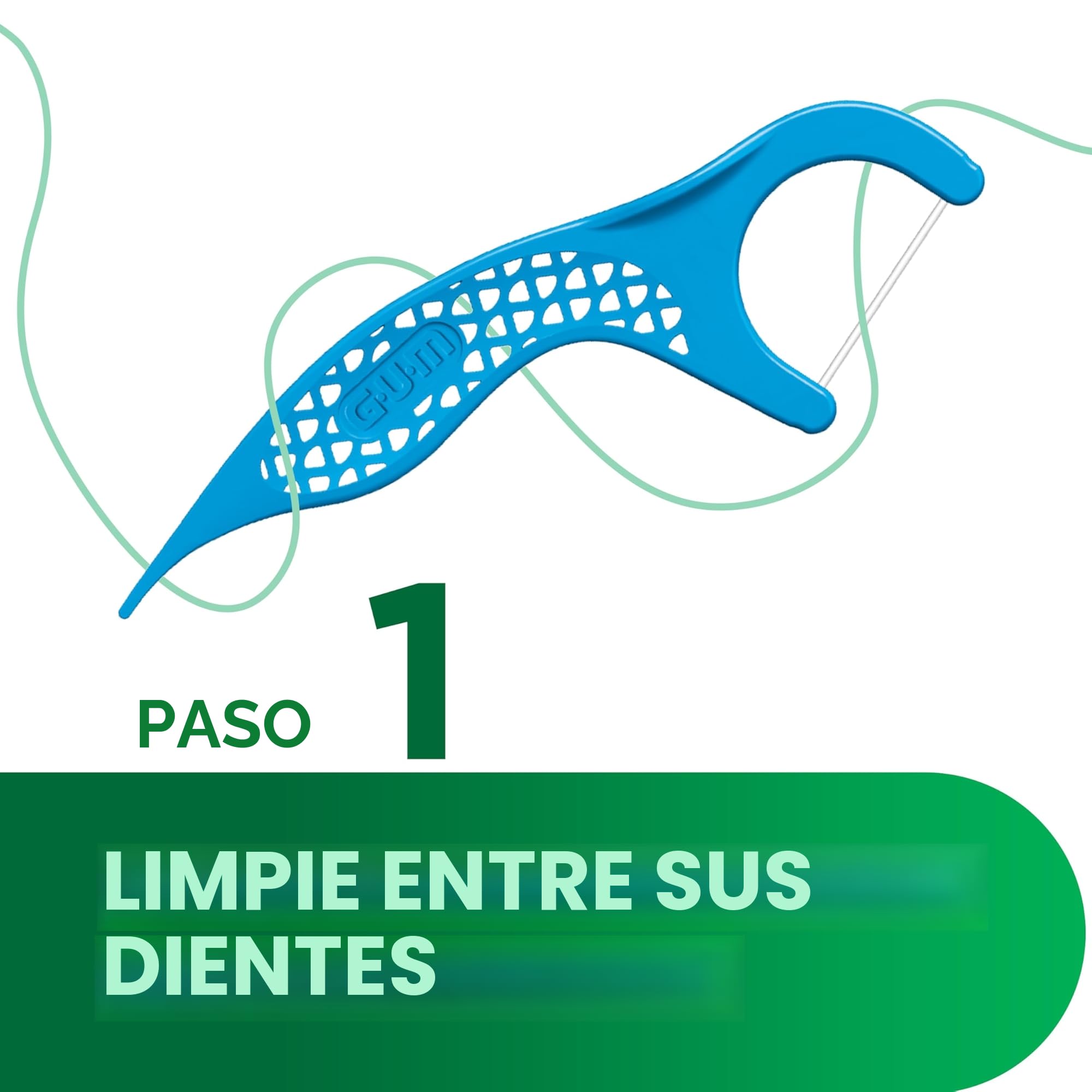 GUM EASY-FLOSSERS | Aplicadores de hilo dental | Elimina la placa y los restos de comida entre los dientes | Recubiertos con flúor y vitamina E | 3x90 aplicadores