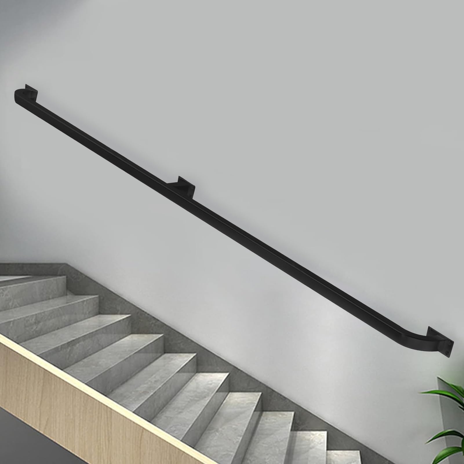 Moderner Vierkantrohr-Handlauf – Treppengeländer Aus Metall Für Innen & Außen, 2-teilig, 150 Cm, Mattschwarz