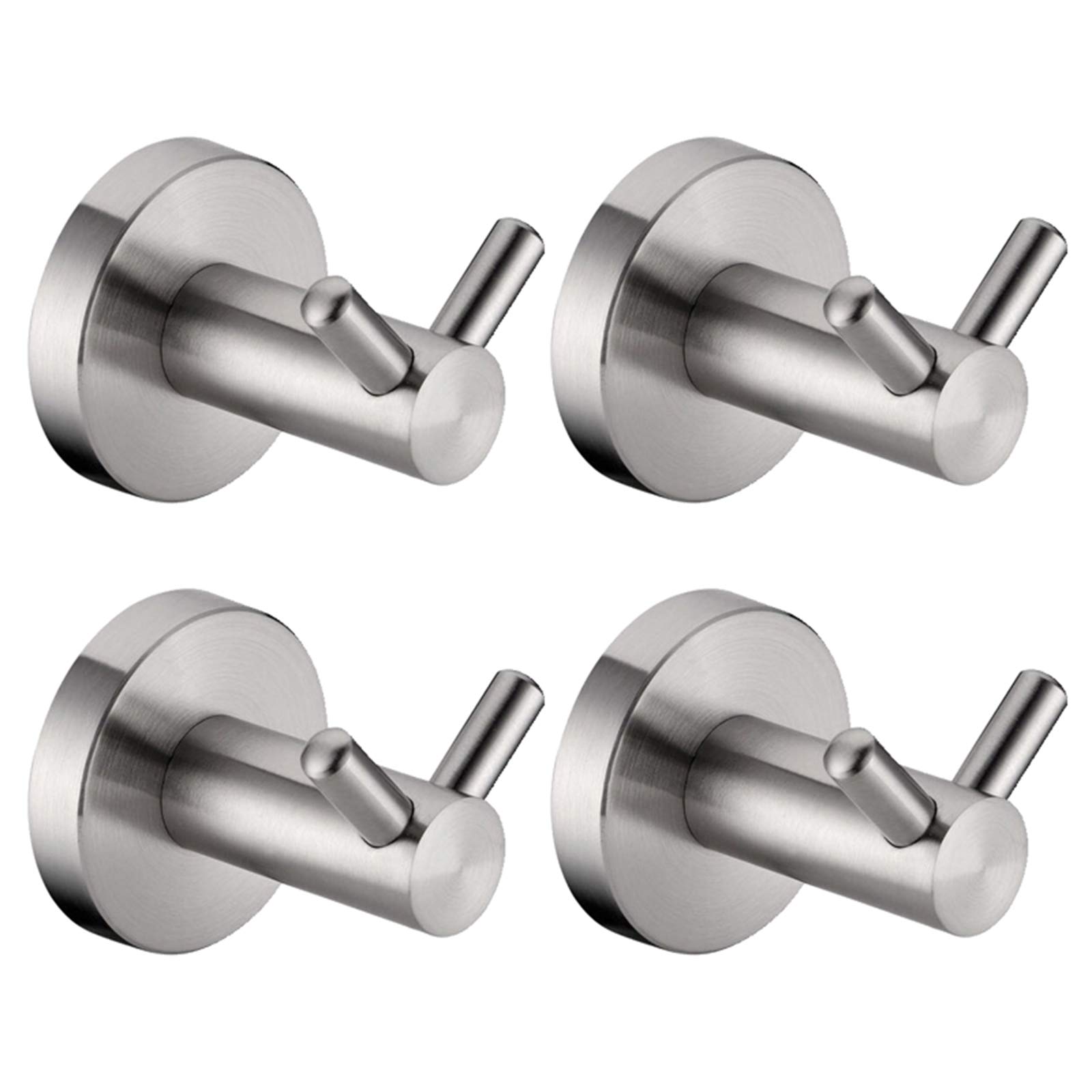 Set de Ducha Toallero Ganchos, Ganchos de Toalla de Pared Cepillados, Acero Inoxidable Abrigo Gancho, Ronda Baño Percha Albornoz para Dormitorio Cocina Hotel Piscina (4 Pack)