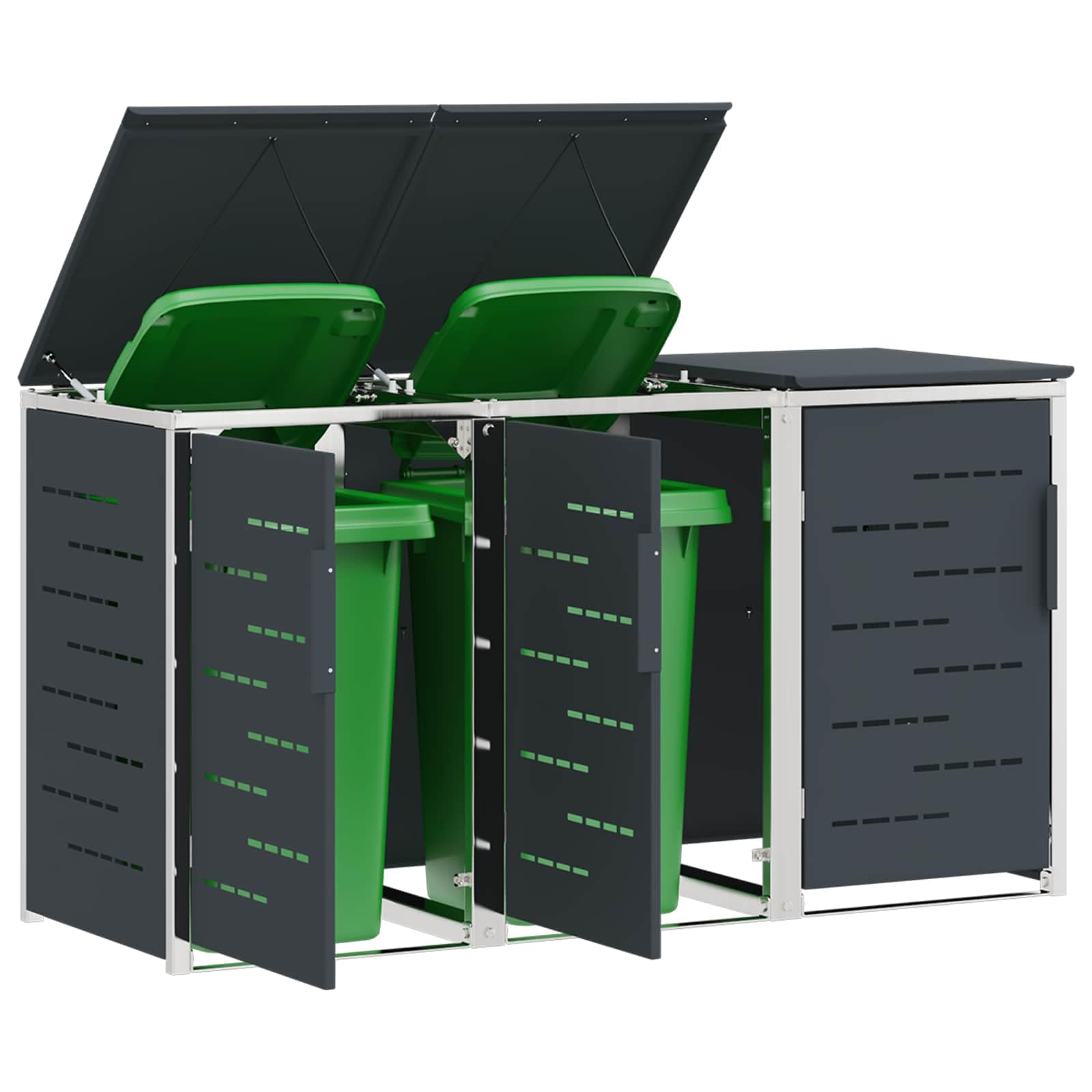 vidaXL Mülltonnenbox for 3 Bins 240L Edelstahl Anthrazit