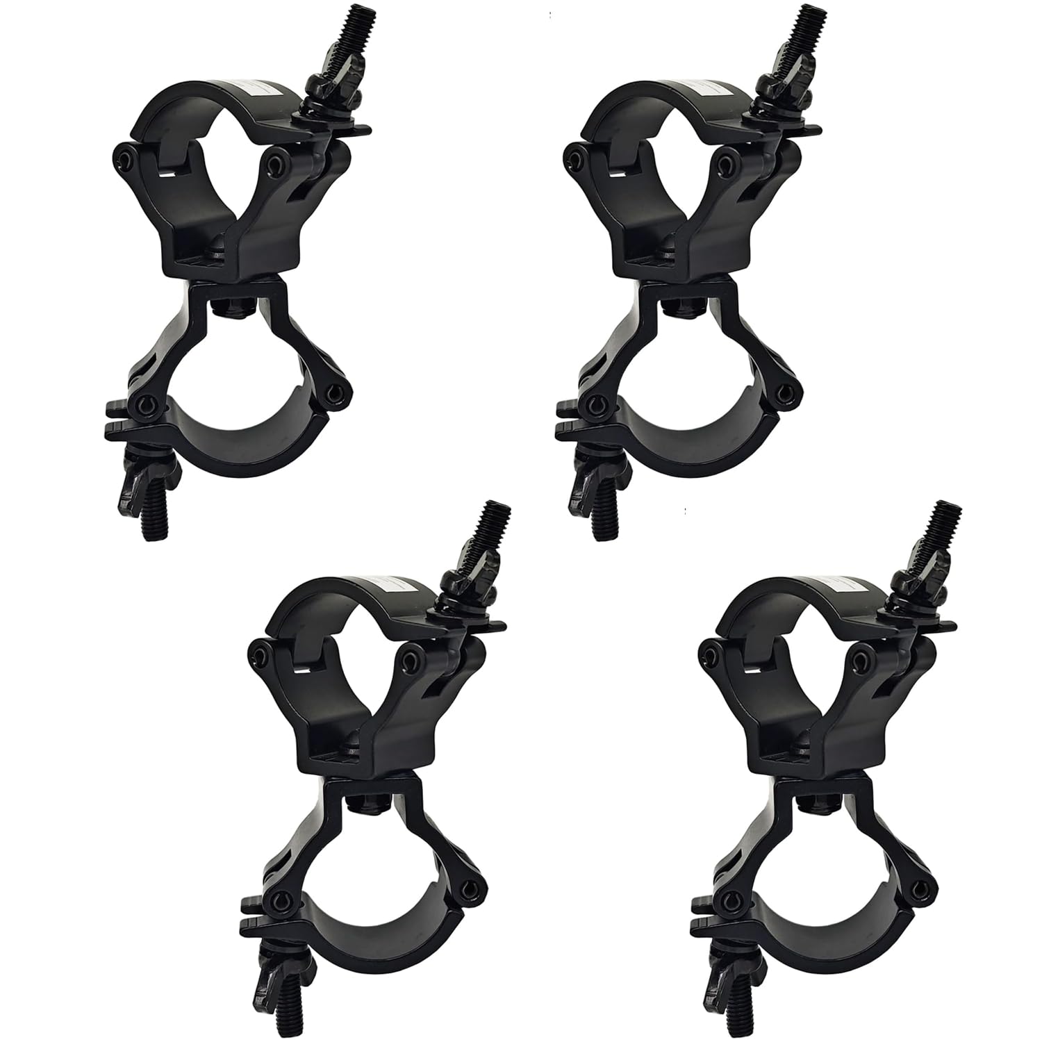 Juego de 4 Abrazaderas Metálicas para Truss - Sujetadores de Aleación Aluminio Negro Monobloque para Tubos 49-51mm - Fijación Escénica Profesional para Iluminación