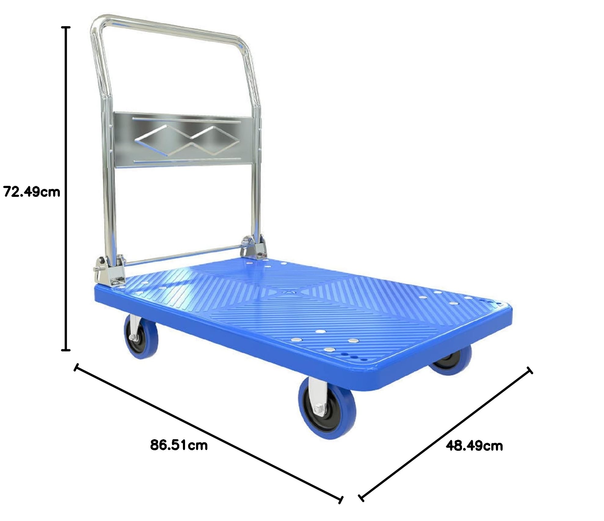 Carro portaequipajes para Transporte Plegable con Ruedas silenciosas giratorias. Carga máxima: 200 kg. Plataforma Extragrande