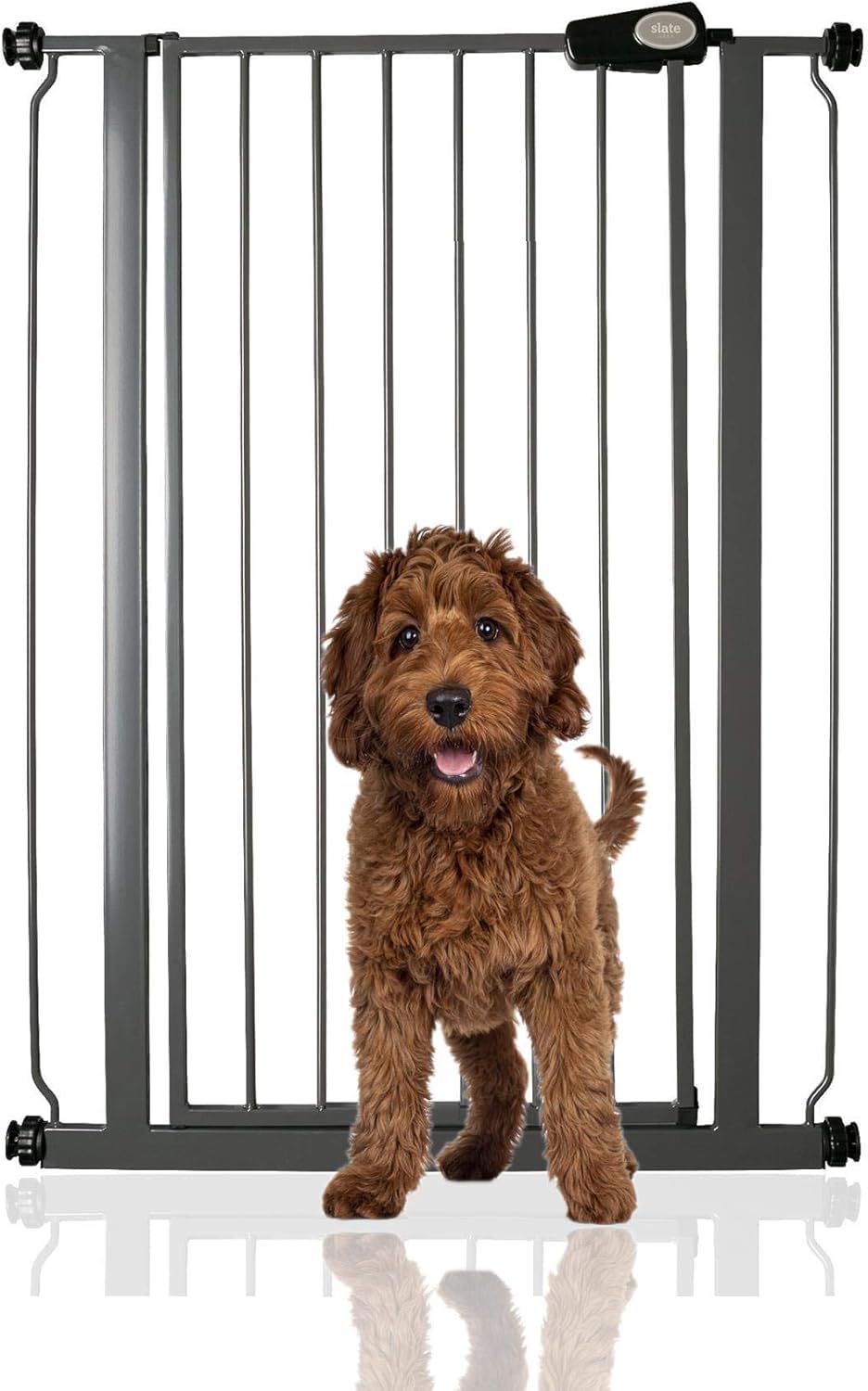 Bettacare Barrière pour Enfants et Chiens, Barrière Extra Haute de 104cm, Barrière de Sécurité Étroite à Pression pour Escalier, 75cm - 83cm, Couleur Gris Ardoise