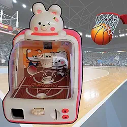 Pinball de Mesa, Mini Máquina de Basquete Jogo de Mesa Eletrônico Placar Digital Som Fliperama Rosa, Brinquedo Jogo de Basquete Arcade de Dedo Eletrônico Som Música Luzes,Basquete Infantil,