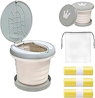 Vista 9 de Orinal de viaje para niños pequeños, inodoro portátil y plegable, se aplica al asiento como inodoro de emergencia para automóvil, campamento, Verde