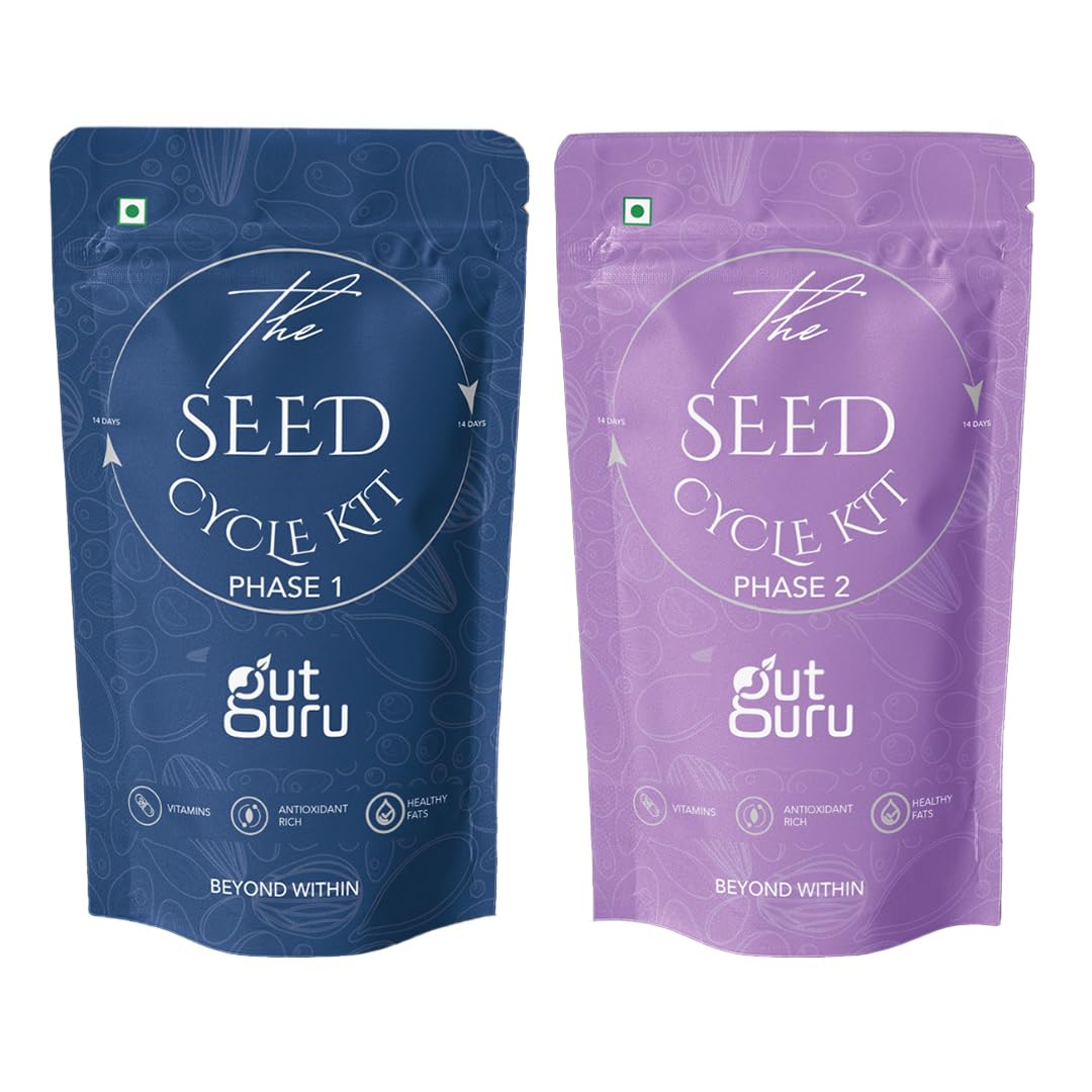 GUT GURU Seed Cycling Kit | Pcos, Pms, Irregular Periods, Acne, Skin And Hair | Pumpkin, Sunflower, Sesame And Flax Seeds | Seed Cycling Seed Combo For Women (B0D2J6CQKT) Amazon Price History, Amazon Price Tracker