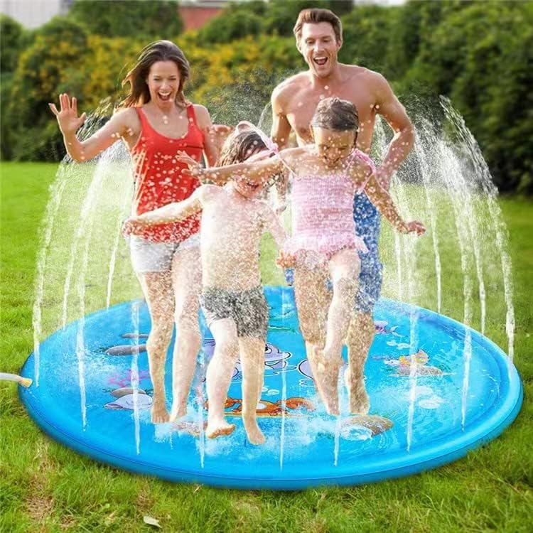 Splash Pad Summer Water Splash Sprinkler Mat Sprinkler Pad Spray Water Play Toys Children Outdoor Garden Toys Anti-slip Bubble Bottom Design 45 Inches