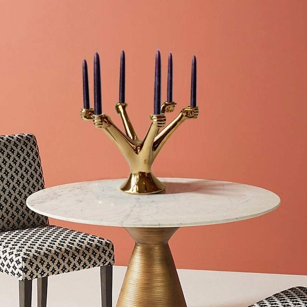 Elegant Ceramic 6-Arms Candle Holder Candelabra for Taper Candles - Decorative Table Stand