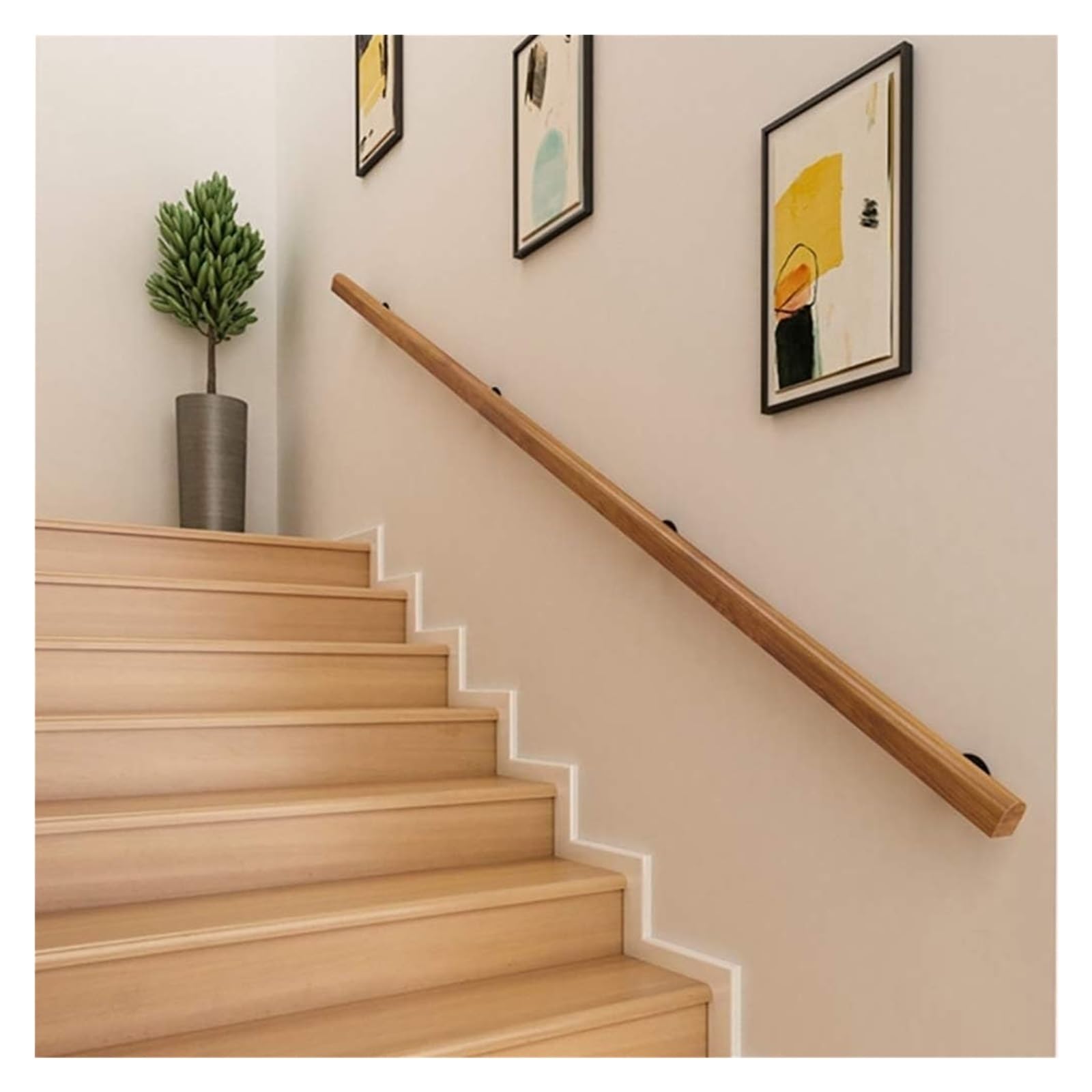 Stair Rail 30-600cm Wooden Handrail with Brackets Stair Railings
