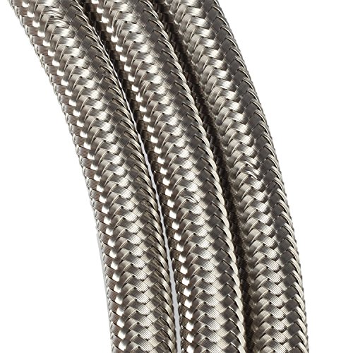 20Ft 8An An8 Stainless Steel Braided Oil Gas Fuel Line Hose + 10Pcs 8An Hose Fitting Kit Blue+Red #TOP3