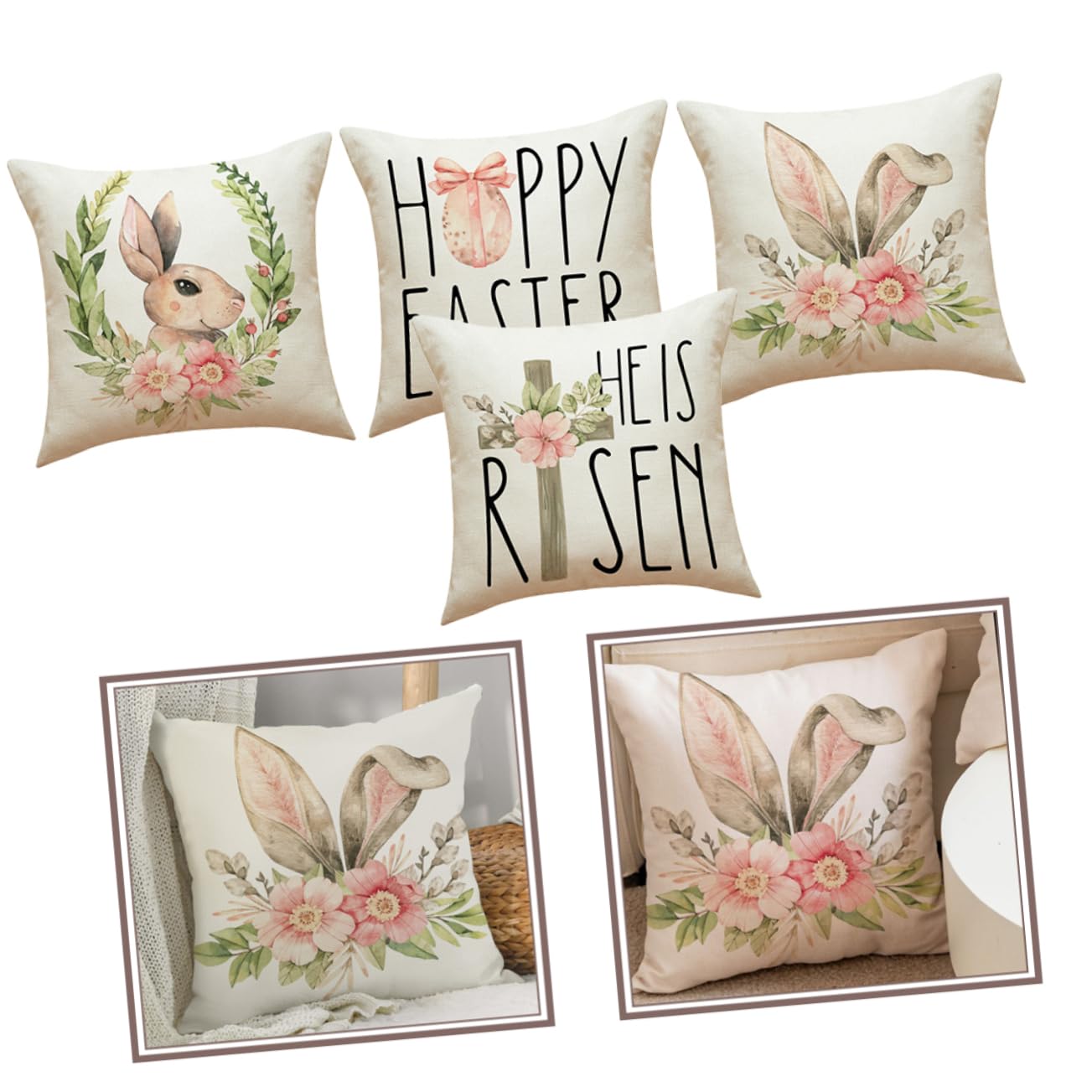 Alipis 3 Set Di Federe Per Cuscini Da Camera Da Letto Federe Decorative Per Decorazioni Pasquali E Natalizie 4 Pezzi * 3