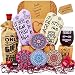Gift Baskets for Women - Perfect Birthday Gifts for Her: 2 pairs of Funny socks, Funny glass, Coasters, Bottle stoppers and a Bottle tote. Birthday Gifts For Women Best Friend