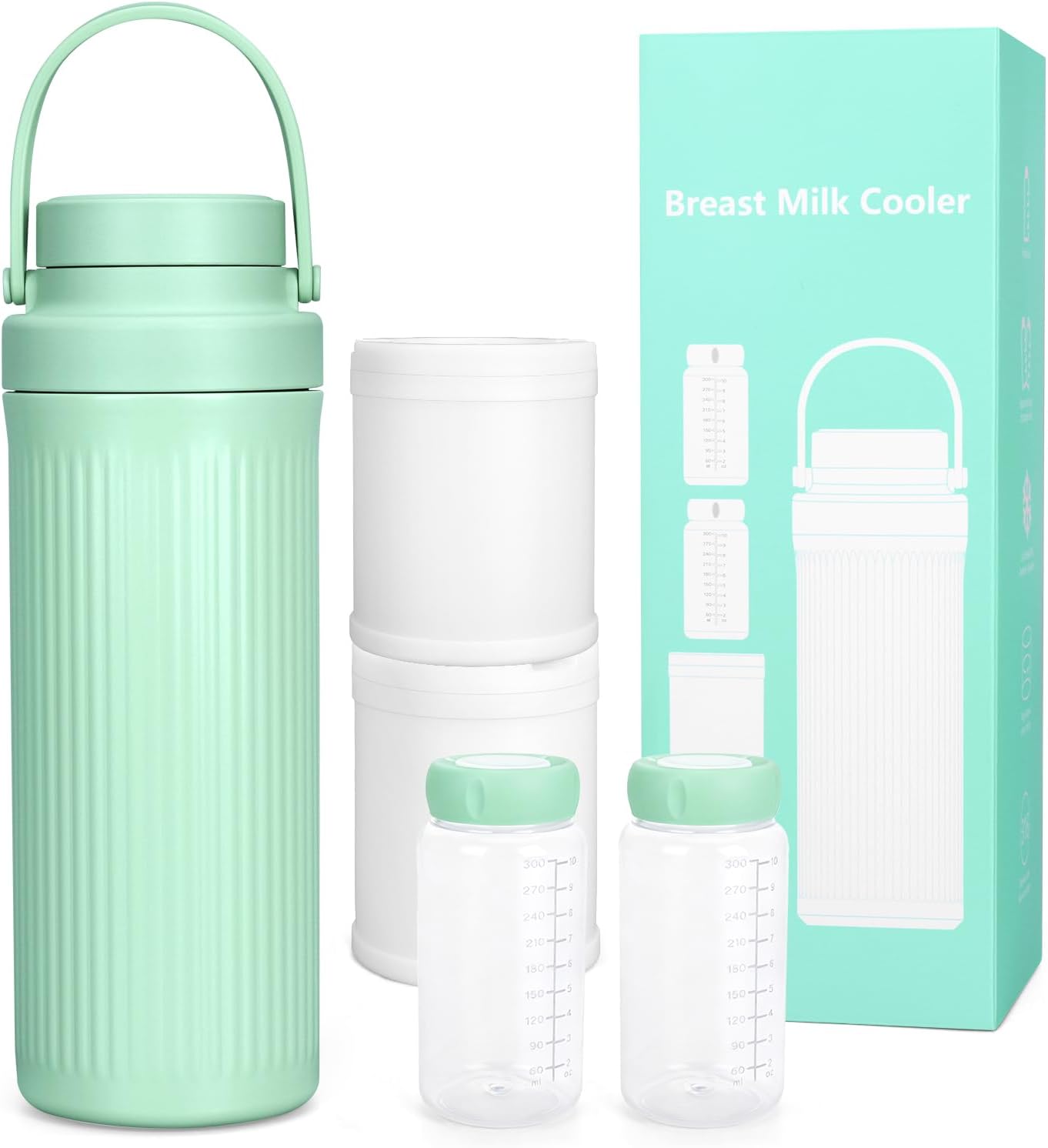 22oz Portable Breast Milk Cooler for Outdoor, Cooling for 24H Compact Design Cooler with Leak-Proof Seal Larger Capacity Travel Breastmilk Chiller with 2pcs Bottles for Breastmilk Storage