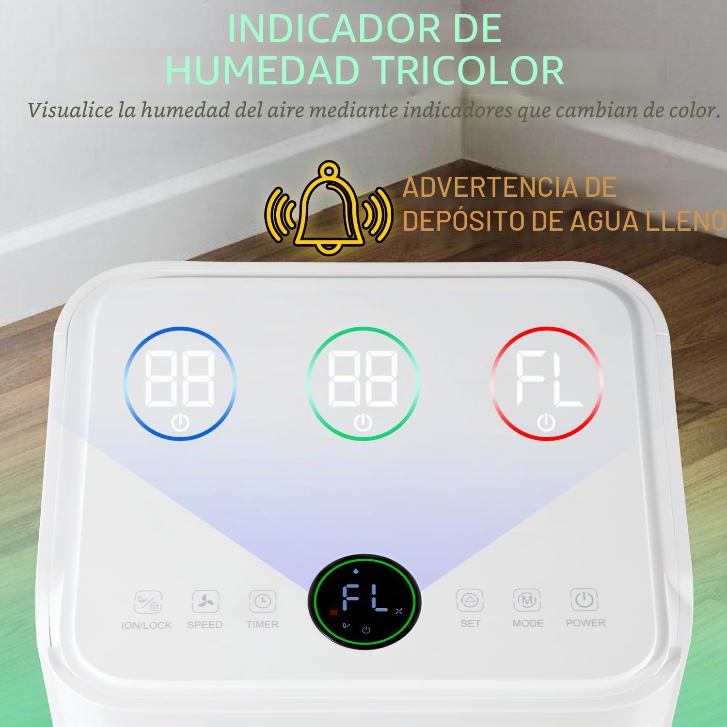 Deshumidificador Rendimiento de deshumidificación de 16 l/12 h - para un tamaño de habitación de aproximadamente 15-25 m² - con 4 modos de funcionamiento, función de descongelación