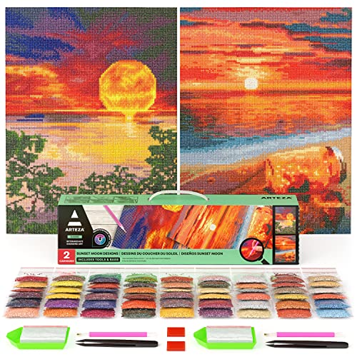 Kit peinture diamant complet lot de 2 toiles ARTEZA : idée cadeau créative pour adultes
