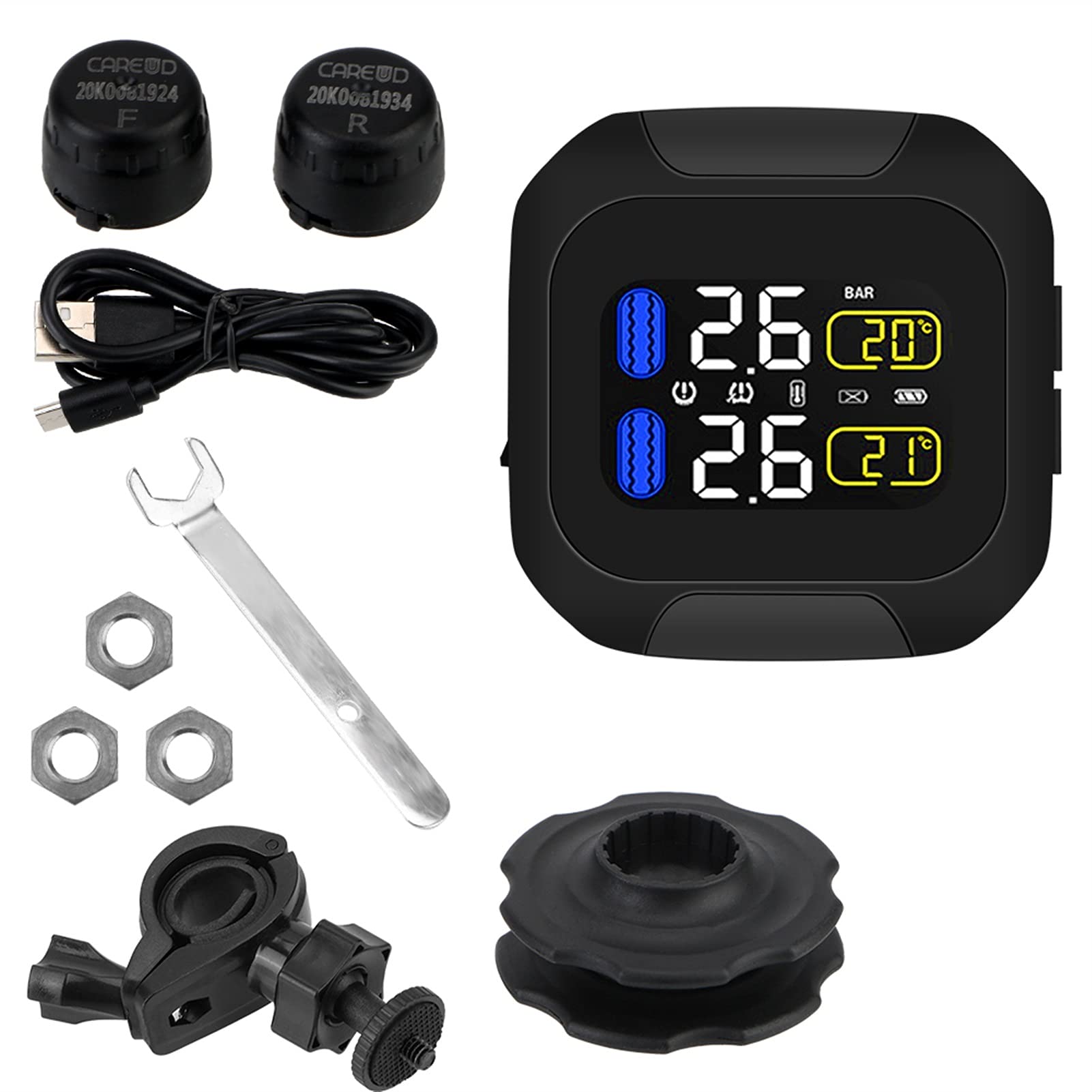 System kontroli ciśnienia w oponach 2 zewnętrzne wewnętrzne TH/WI. Czujniki temperatury opon alarm silnik system monitorowania ciśnienia w oponach LCD wyświetlacz motocyklowy. TPMS.