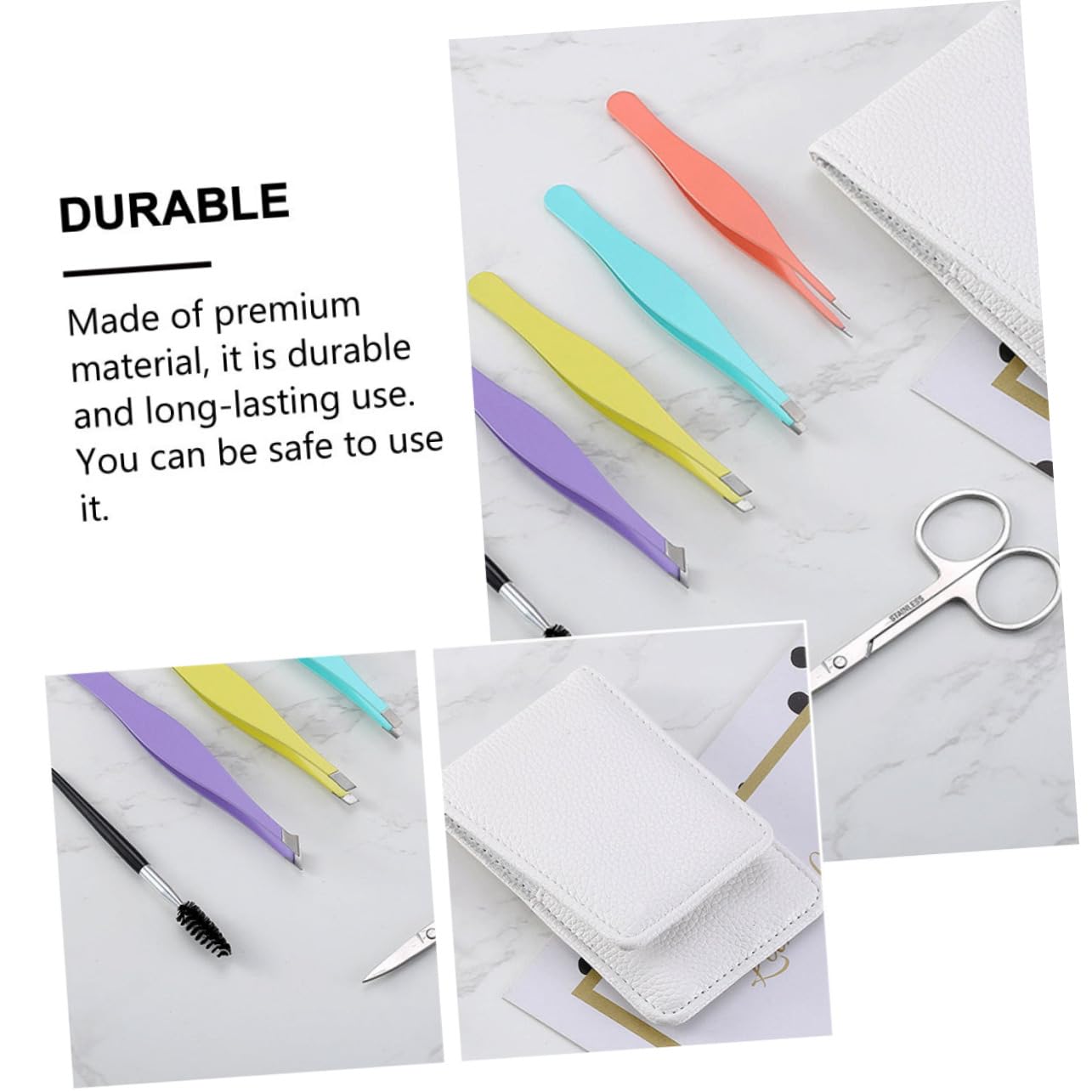 Ipetboom Stainless Steel Brow Trim Kit Professional Eyebrow Tweezer Set Shaper for Men Women Travel Makeup