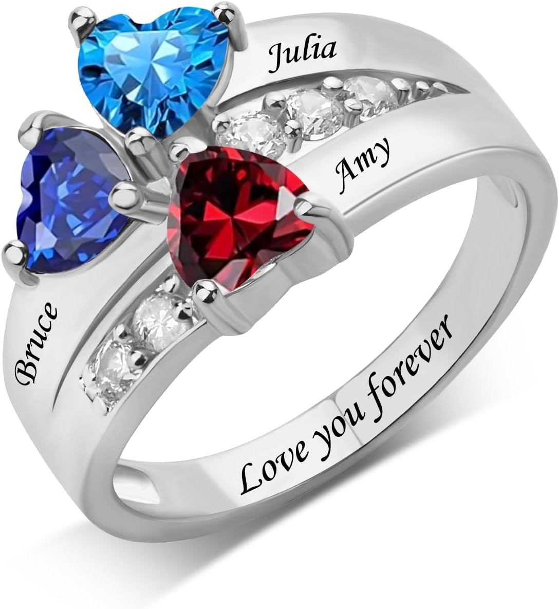 BABOOM Personalized Mothers Ring Customized 3-8 Birthstones Names Ring Family Birthstone Rings Gift Promise Rings for Mother Wife Grandma